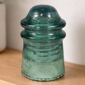 Vintage Hemingray No 9 Blue Glass Insulator May 2 1893